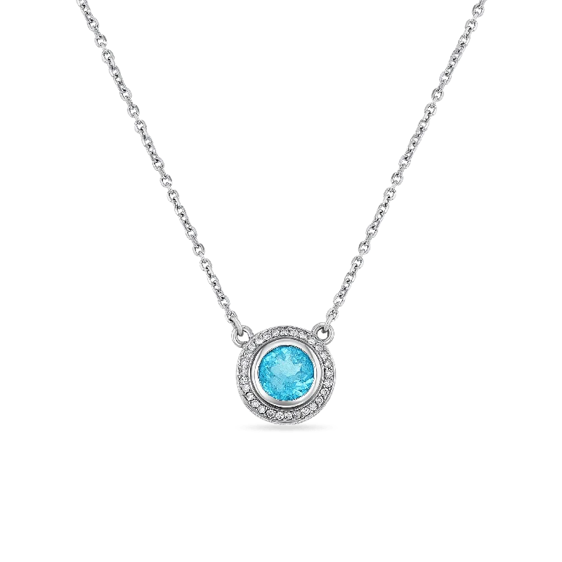 Ladies Necklaces with Silver Spark-Ladies Diamond Pendant Necklaces -Bella Paraiba Necklace