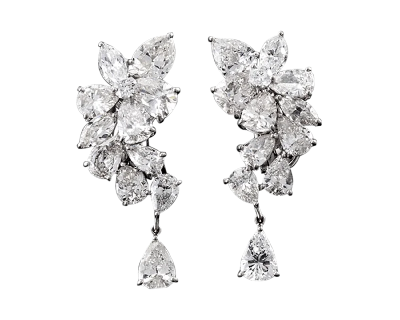 Ladies Sisterly Love Earrings -Ladies Earrings with Yellow Heliodor-Diamond Cluster Drop Earrings, 11.30 Carats