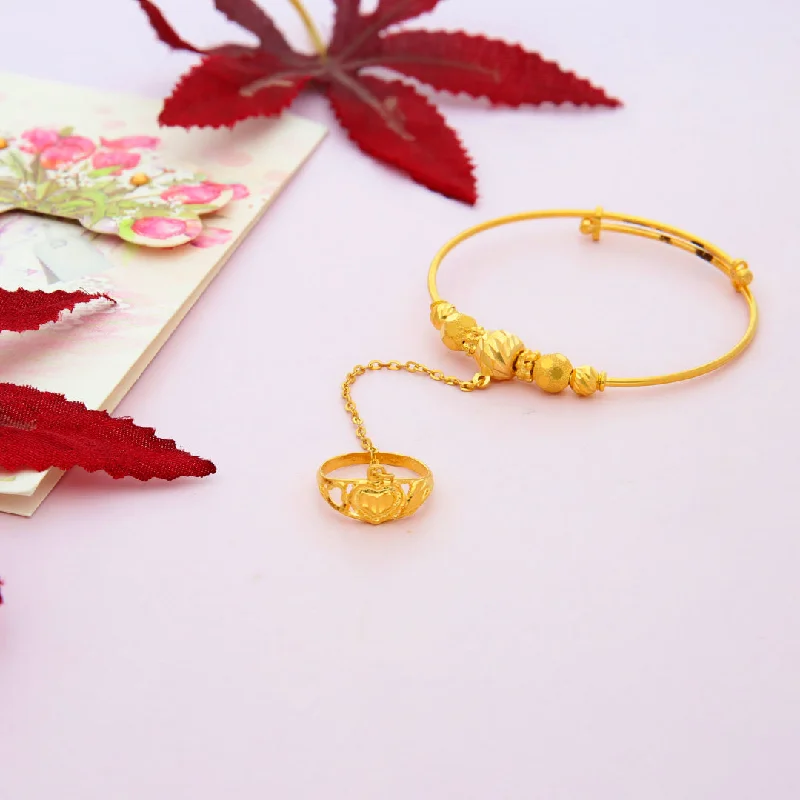 Ladies Bracelets Trendy Shine-Ladies Interlinked Bracelets -Gold Baby Bangle 21KT - FKJBNG21KM9984