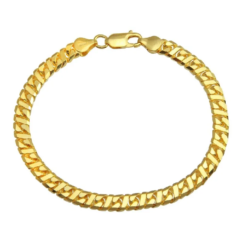 Ladies Bracelets for Music Spark-Ladies Dragon Scale Bracelets -925 Sterling Gold Plated Dollar Miami Cuban Bracelet 5.8mm - VGB13