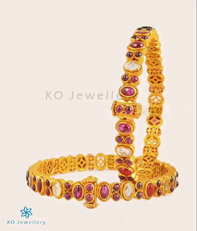 Ladies Bracelets with Diamond Shine-Ladies Bold Fashion Bracelets -The Navarathnalu Silver Gemstone Openable Bracelet(Size/2.2/2.4/2.6/2.8)