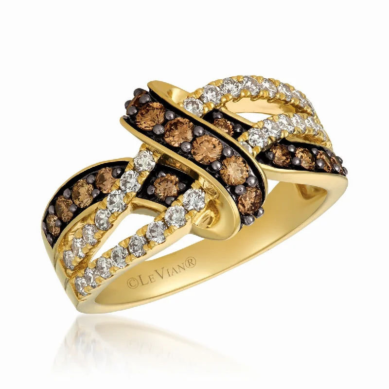 Ladies Healing Pulse Rings -Ladies Rings with Rust Brookite-Le Vian Creme Brulee® Diamond Ring set in 14K Honey Gold™ TRED 4