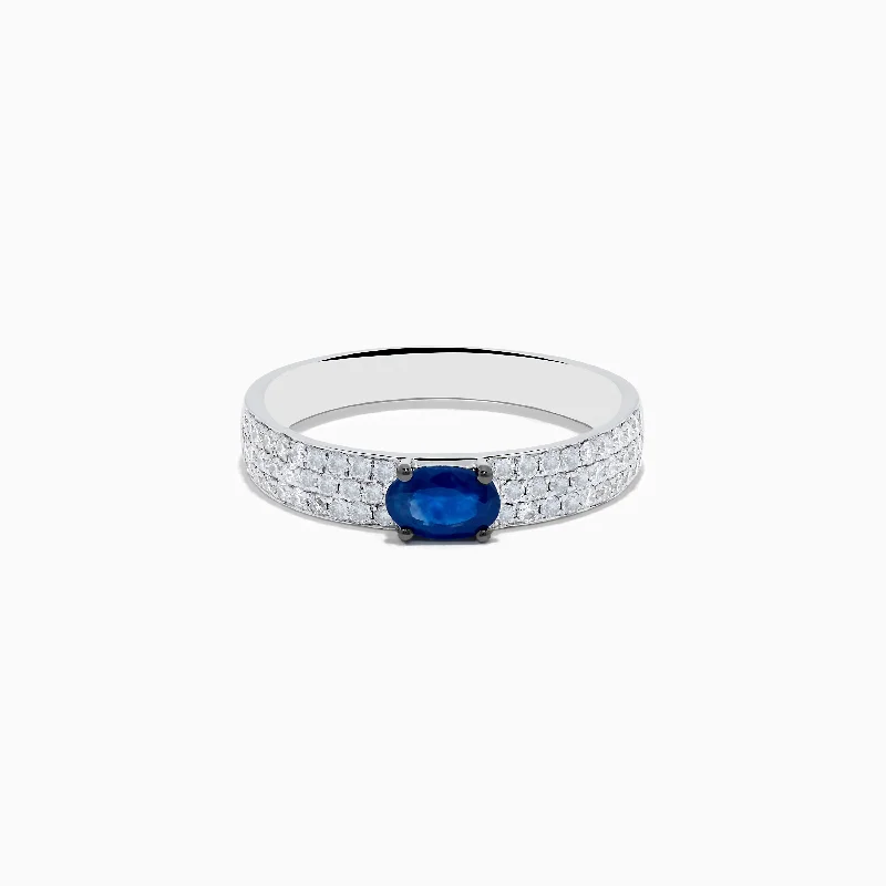 Ladies Resin Mold Rings -Ladies Rings with Moon Shine-Royal Bleu 14K White Gold Sapphire and Diamond Ring