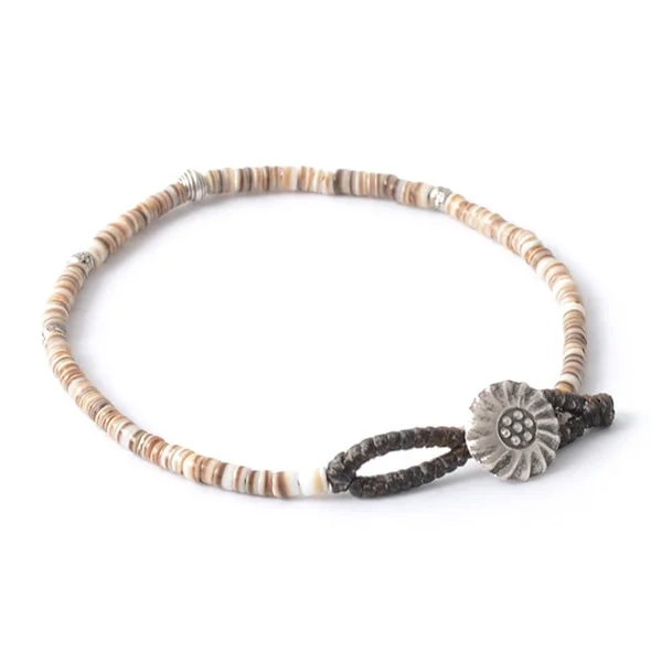 Ladies Bracelets for Festive Spark-Ladies Intricate Braid Bracelets -PHADUA / Brown Shell Beads Wax Cord Bracelet