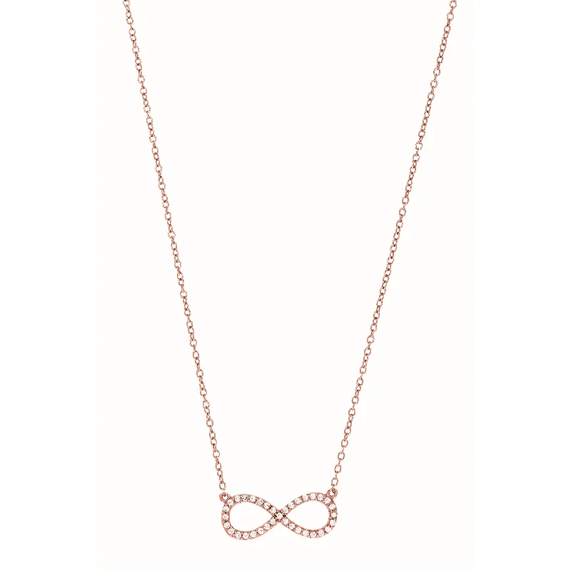 Ladies Necklaces Handmade Glow-Ladies Pearl Strand Necklaces -Silver 18"" Pave CZ Infinity Necklace