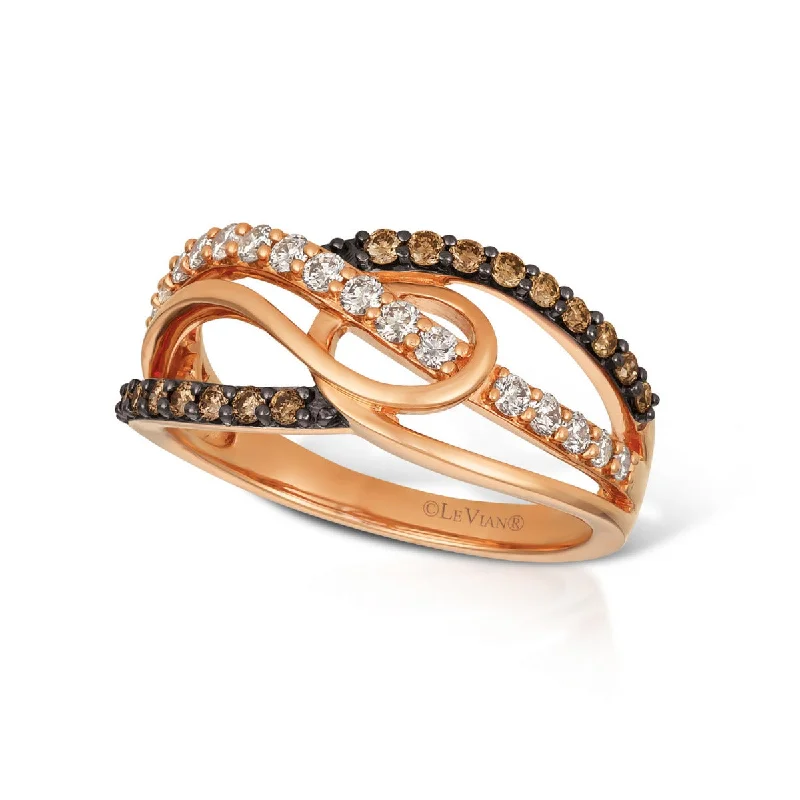 Ladies Silent Grace Rings -Ladies Rings with Key Spark-Le Vian 14K Strawberry Gold® Creme Brulee® Diamond Ring TRCF 15