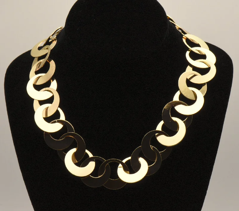 Ladies Necklaces with Diamond Glow-Ladies Chic Fashion Necklaces -Gold Tone Hoop Link Chain Necklace