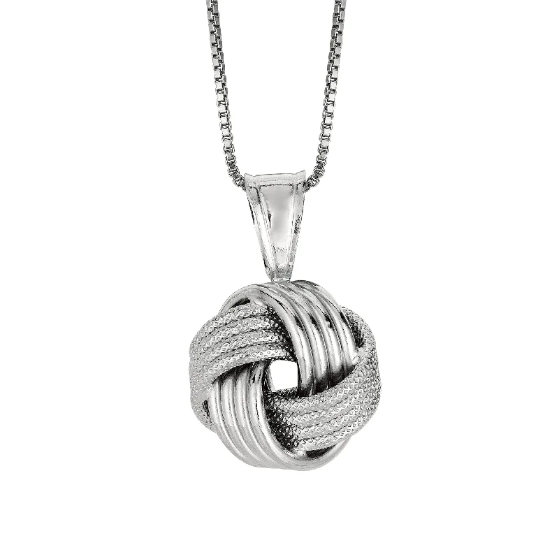 Ladies Necklaces with Sun Pendant-Ladies Sterling Silver Necklaces -Silver Multirow Love Knot Necklace