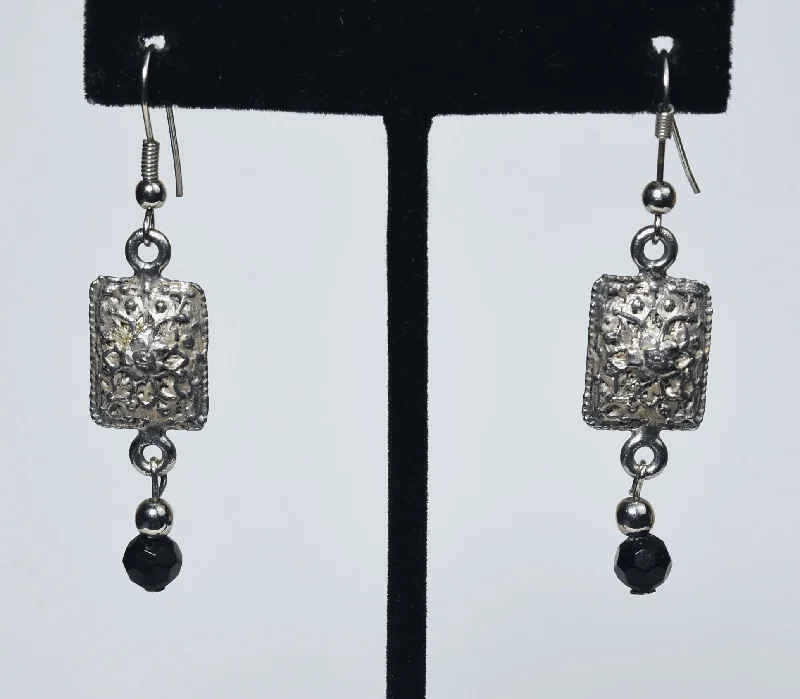 Ladies Memory Token Earrings -Ladies Earrings for Lawyer Shine-Pair of Floral Bas Relief Style Dangle Earrings