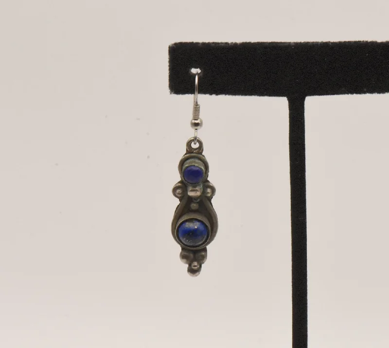 Ladies Birthstone Shine Earrings -Ladies Earrings Sharp Glow-UNMATCHED Vintage Lapis Lazuli Dangle Earring