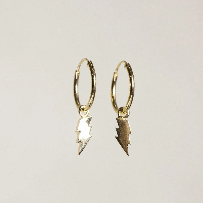 Ladies Lunar Tide Earrings -Ladies Earrings with Yellow Xenotime-Lightning Bolt Hoop Earrings