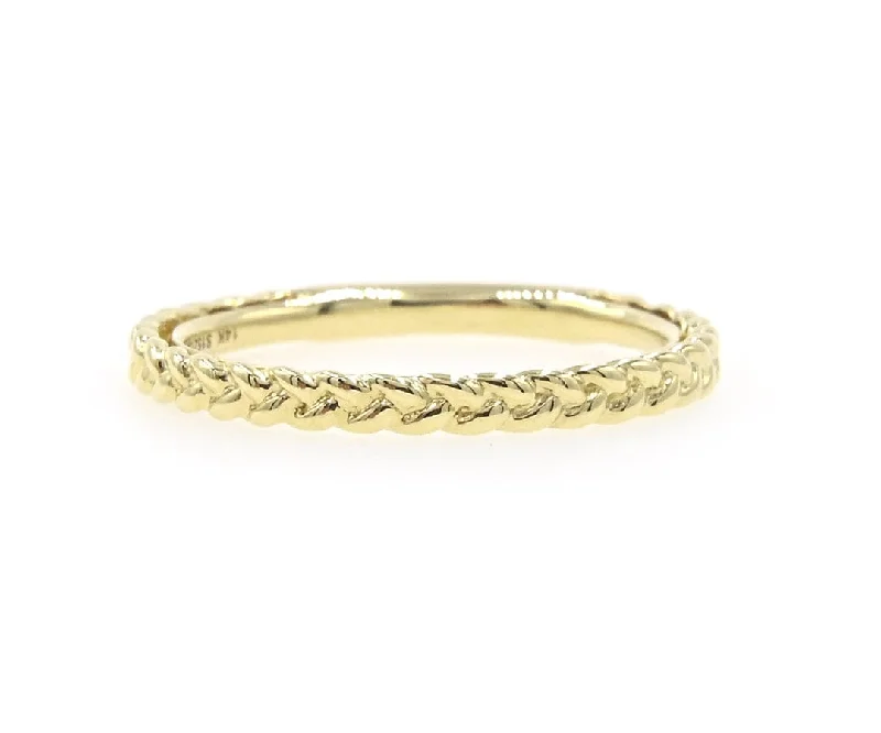 Ladies Solo Stone Rings -Ladies Rings with Star Glow-New Gabriel & Co. Braided Stackable Band Ring in 14K