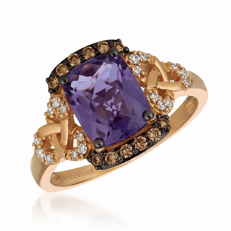 Ladies Blooming Floral Rings -Ladies Rings with Ruby Shine-Le Vian Grape Amethyst™ Chocolatier® Ring TQXM 6