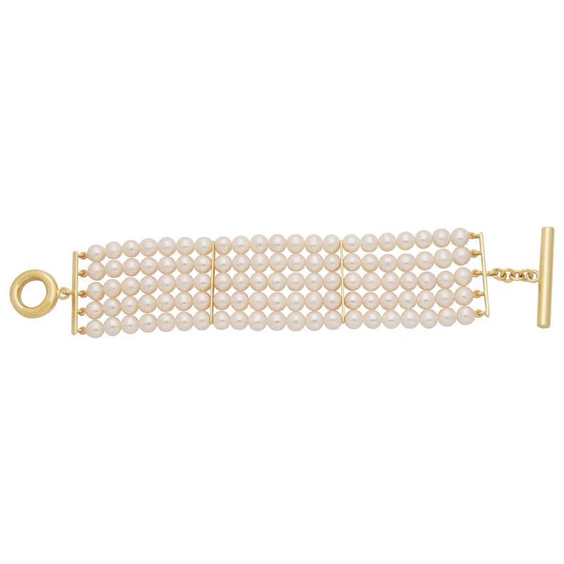 Ladies Bracelets for Prom Spark-Ladies Friendship Bond Bracelets -Bead Bracelet- Fresh Water Pearl with 18K Toggle Lock