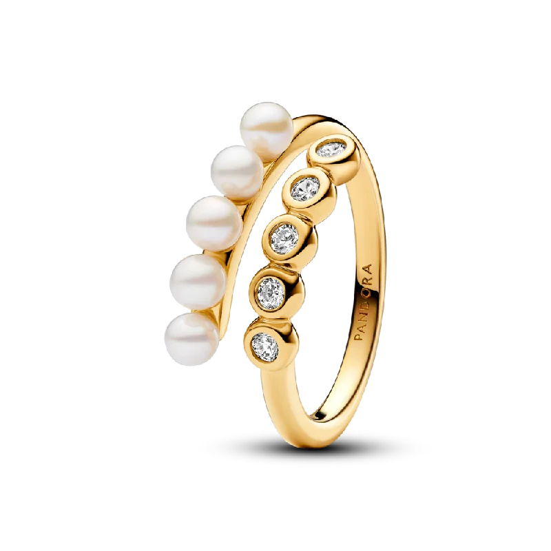 Ladies Gentle Touch Rings -Ladies Rings for Mom Glow-Treated Freshwater Cultured Pearls & Stones Open Ring