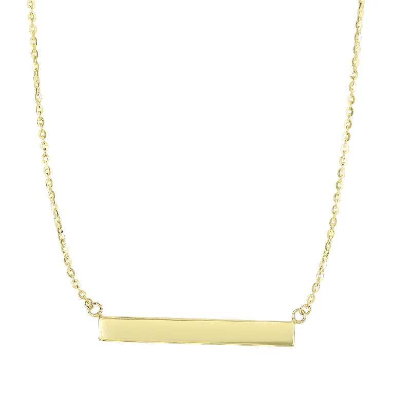 Ladies Necklaces with Deep Garnet-Ladies Evening Sparkle Necklaces -14K Gold Polished Bar Necklace