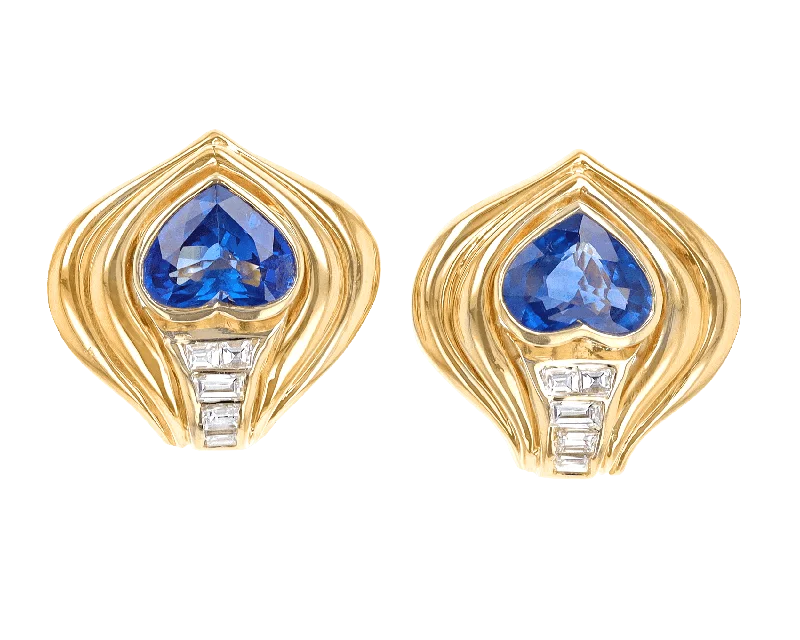 Ladies Tidal Wave Earrings -Ladies Earrings for Friend Shine-Sapphire and Diamond Earrings