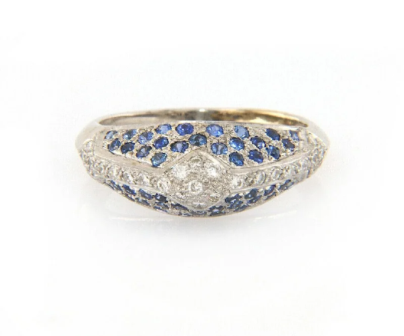 Ladies Misty Dream Rings -Ladies Rings with Pure Okenite-0.50ctw Sapphire and 0.15ctw Diamond Ring in 18K