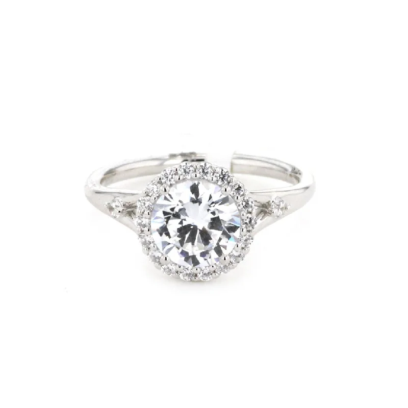 Ladies Engagement Rings Round Shine-0.26 ctw Diamond Halo Engagement Ring