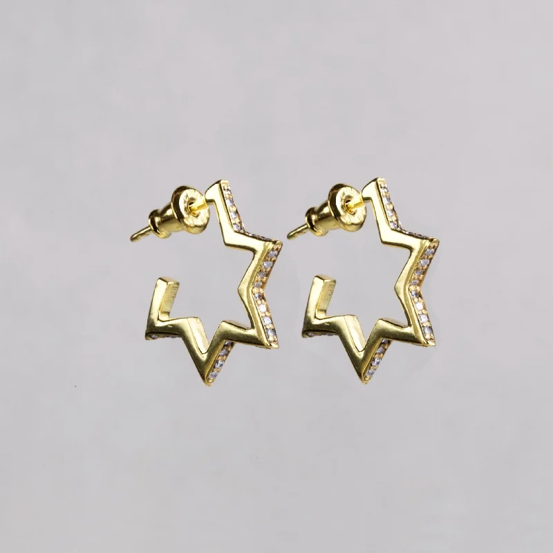 Ladies Tidal Wave Earrings -Ladies Earrings for Friend Shine-Crystallised Star Hoop Earrings