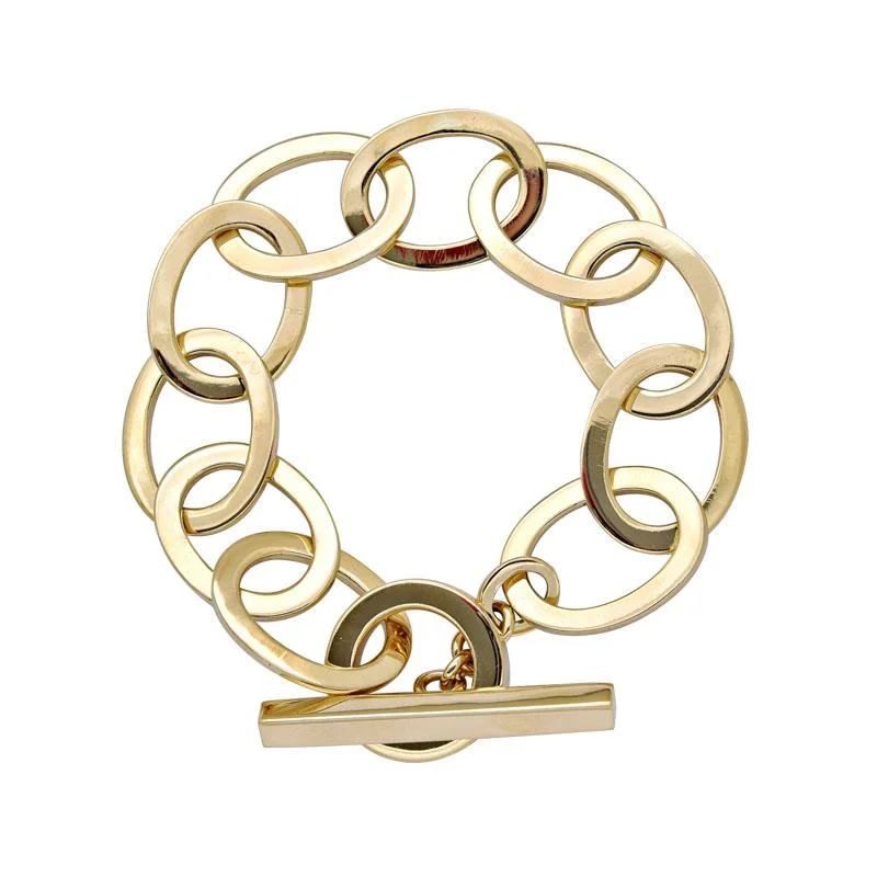 Ladies Bracelets for Elder Glow-Ladies Sharp Edge Bracelets -Toggle Bracelet - Gold  (2146G)