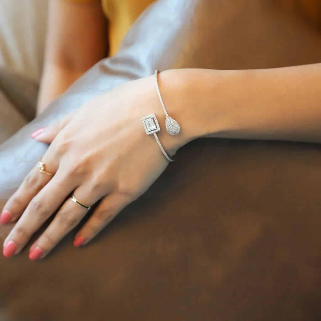 Ladies Bracelets with Navy Sodalite-Ladies Victorian Grace Bracelets -Sterling Silver 925 Trendy Cubic Zircon Round Cuff Twisted Bangle - FKJBNGSL7928