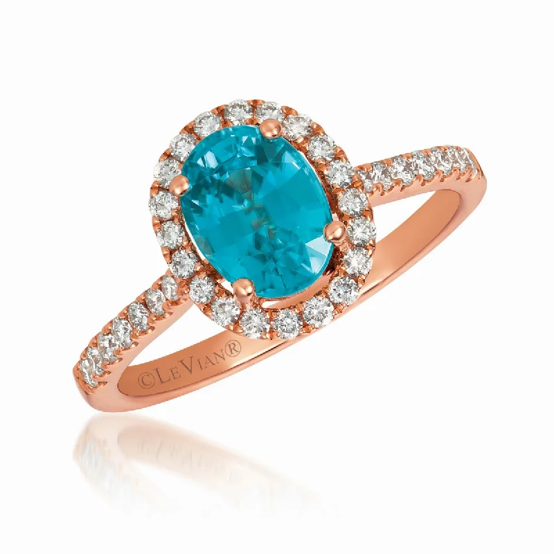 Ladies Warm Glow Rings -Ladies Rings with Aqua Hemimorphite-Le Vian Bridal® Blueberry Zircon™ and Diamond Ring TRCH 39