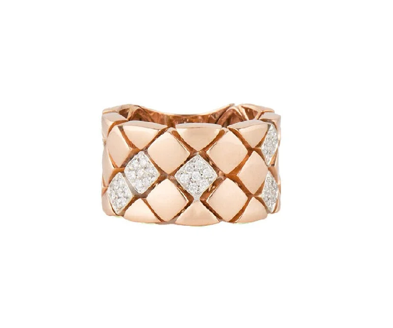 Ladies Tidal Wave Rings -Ladies Rings for Friend Spark-Piero Milano 0.32ctw Diamond Geometrical Woven Flex Ring in 18K