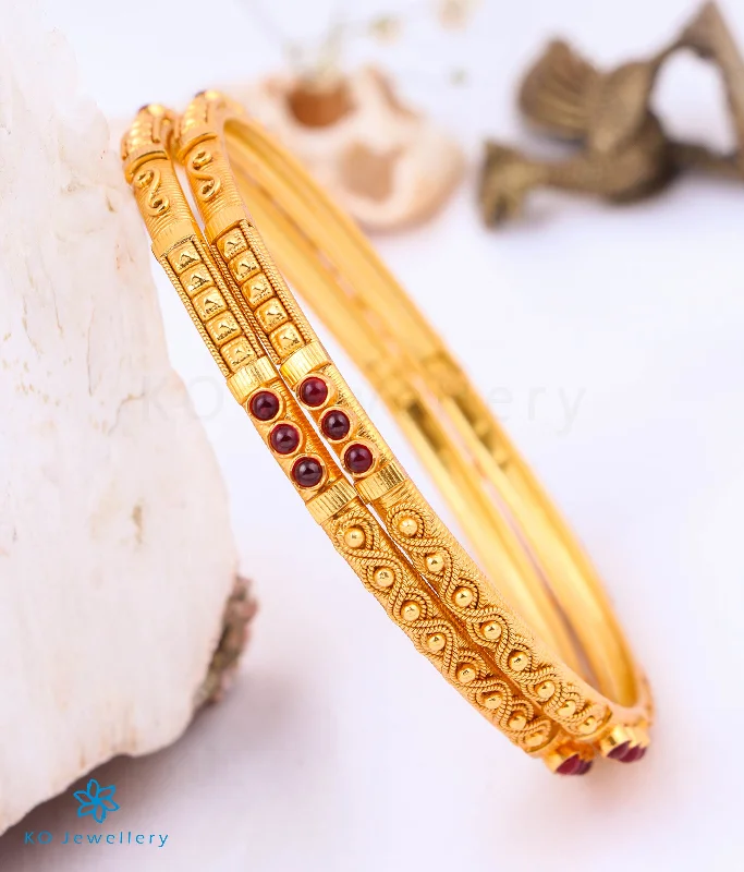 Ladies Bracelets for Dance Glow-Ladies Solar Flare Bracelets -The Ruhi Silver Kempu Bangle (Red Size/2.2/2.4/2.6/2.8)