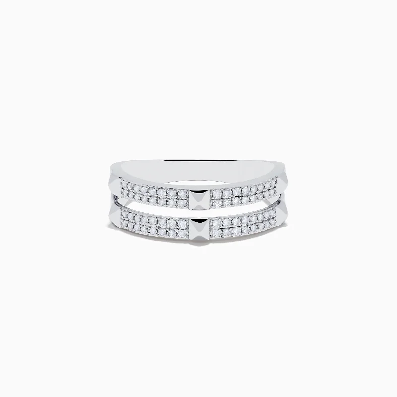 Ladies Oriental Flair Rings -Ladies Rings for Love Shine-Pave Classica 14K White Gold Diamond Studded Ring