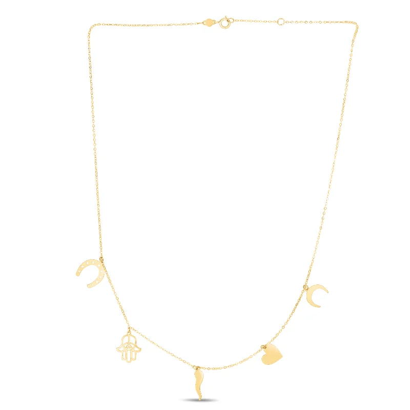 Ladies Necklaces Trendy Glow-Ladies Dainty Pendant Necklaces -14K Gold Trend Charm Dangle Necklace