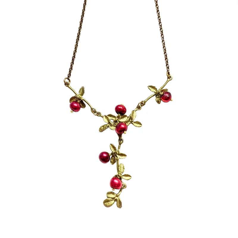 Ladies Necklaces Trendy Glow-Ladies Dainty Pendant Necklaces -Cranberry Drop Necklace