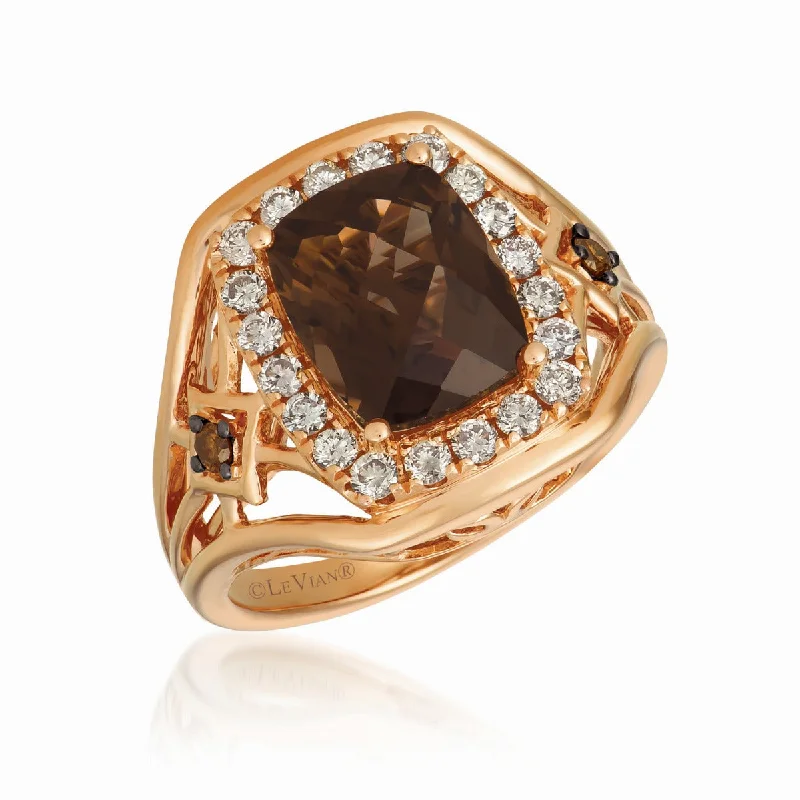 Ladies Drive Spark Rings -Ladies Rings for Student Spark-Le Vian Creme Brulee® Chocolate Quartz® and Diamond Ring TRDN 16