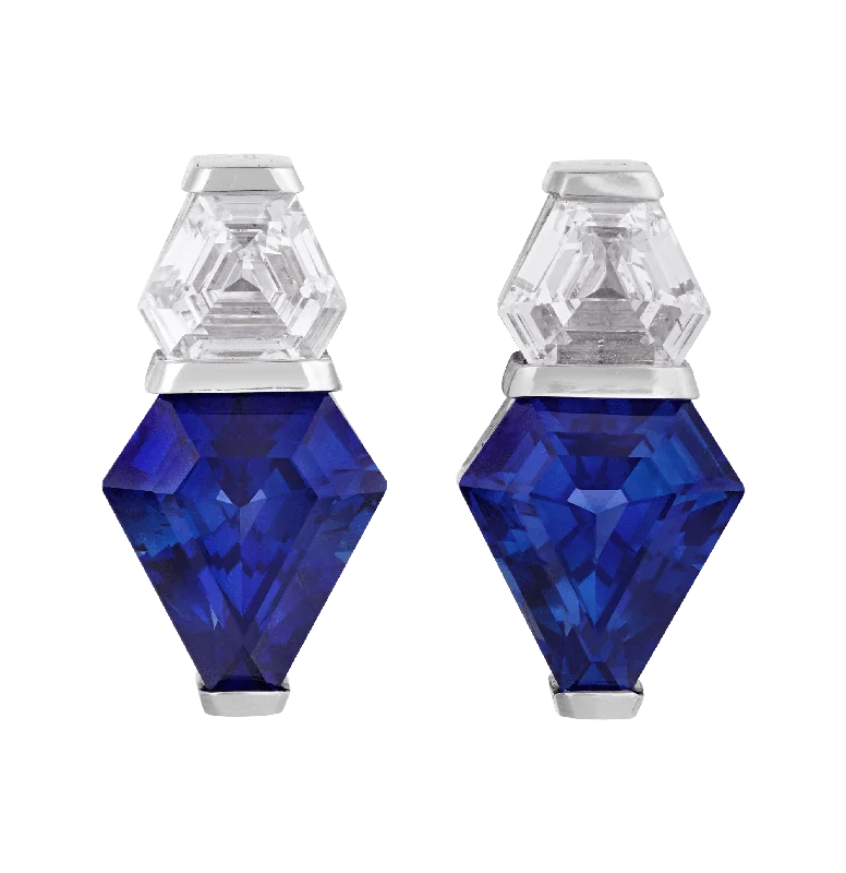 Ladies Rose Bloom Earrings -Ladies Earrings for Hero Spark-Ceylon Sapphire Earrings, 4.57 carats