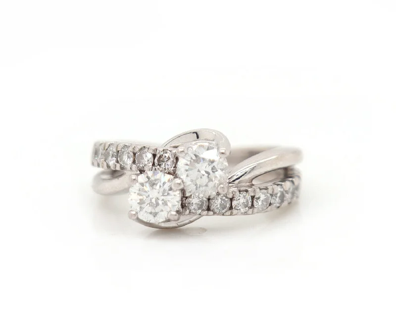 Ladies Club Spirit Rings -Ladies Rings with Round Shine-1.50ctw Round Diamond Ever Us Bypass Ring in 14K