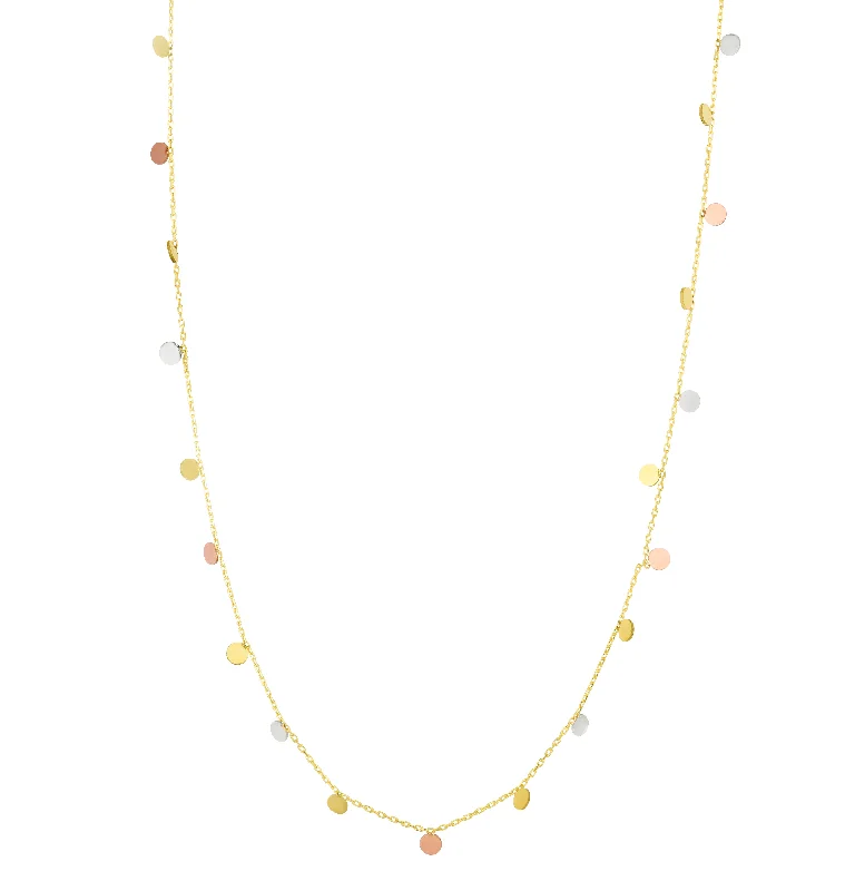 Ladies Necklaces Layered Spark-Ladies Statement Beaded Necklaces -14K Tricolor Dangling Circles Necklace