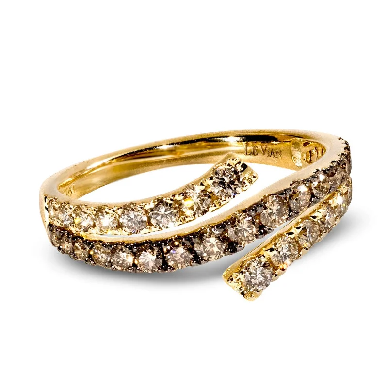 Ladies Stellar Dust Rings -Ladies Rings with Leaf Glow-Le Vian Creme Brulee® Diamond Ring in 14K Honey Gold™ TRFO 10