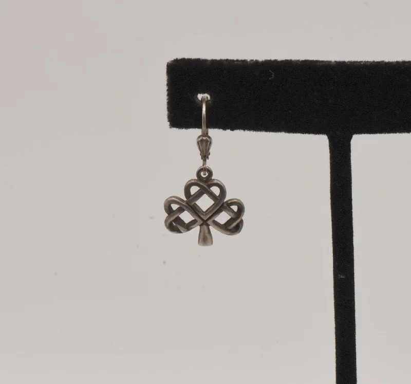 Ladies City Pulse Earrings -Ladies Earrings with Gold Sphalerite-UNMATCHED Vintage Sterling Silver Celtic Knot Shamrock Dangle Earring