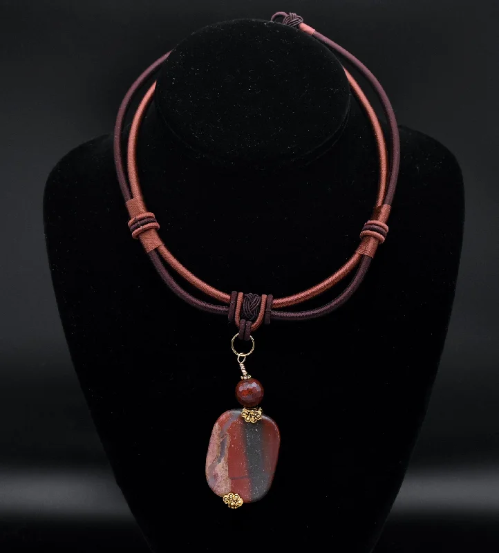 Ladies Necklaces Thin Glow-Ladies Value Chain Necklaces -Red Jasper Pendant Necklace