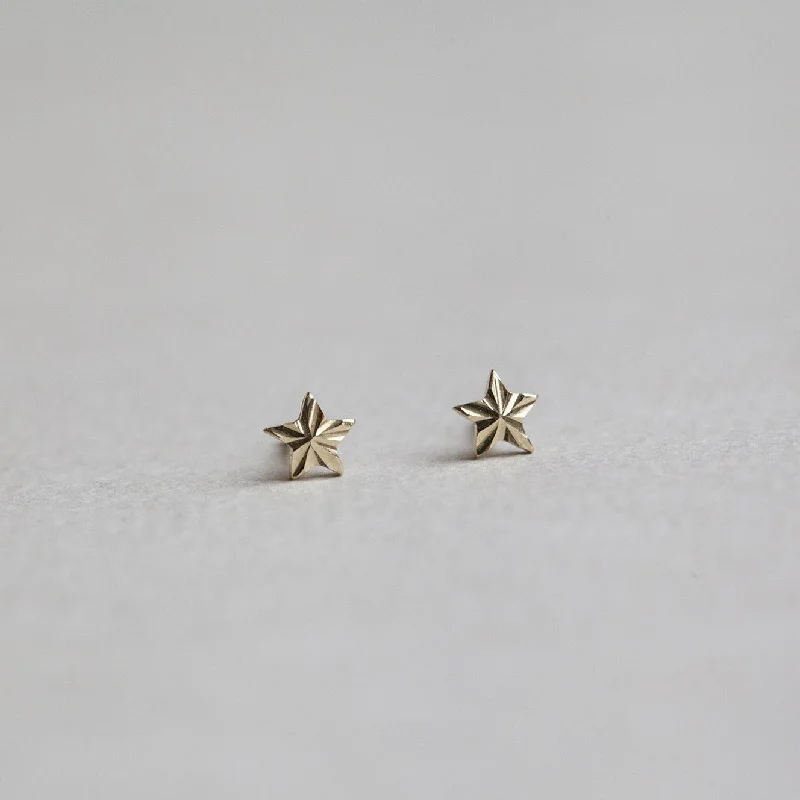 Ladies Woven Leather Earrings -Ladies Earrings for Chill Spark-Gold Micro Star Stud Earrings