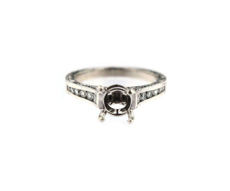 Ladies Team Unity Rings -Ladies Rings with Olive Idocrase-Martin Flyer Semi Mount Diamond Ring in Platinum