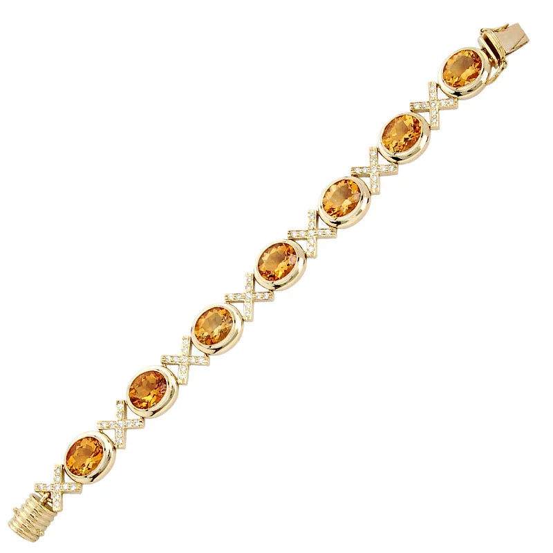 Ladies Bracelets with Red Wulfenite-Ladies Fairy Dust Bracelets -Bracelet-Citrine and Diamond