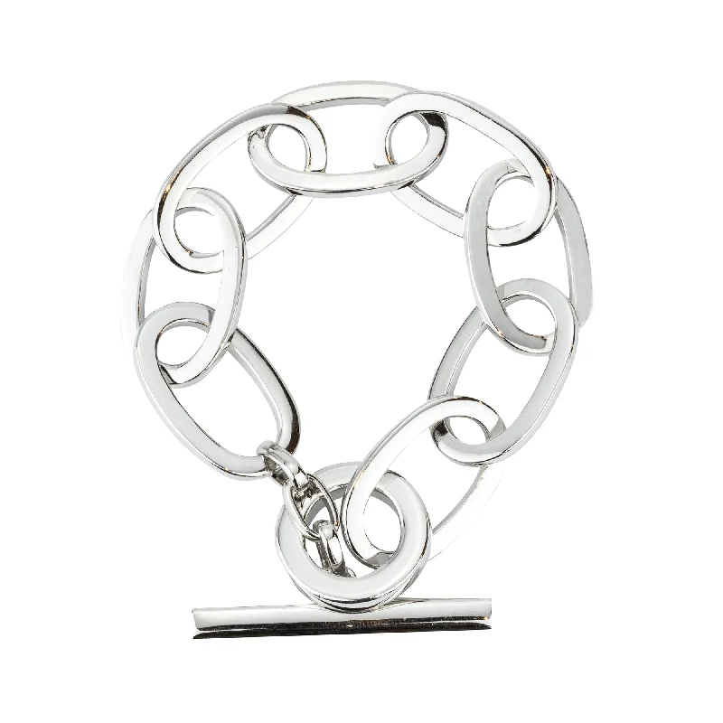 Ladies Bracelets Sterling Glow-Ladies Smooth Bangle Bracelets -Toggle Bracelet- Sterling Silver