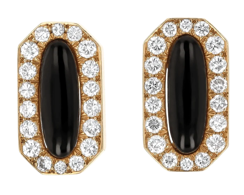 Ladies Memory Token Earrings -Ladies Earrings for Lawyer Shine-David Webb Black Enamel and Diamond Earrings