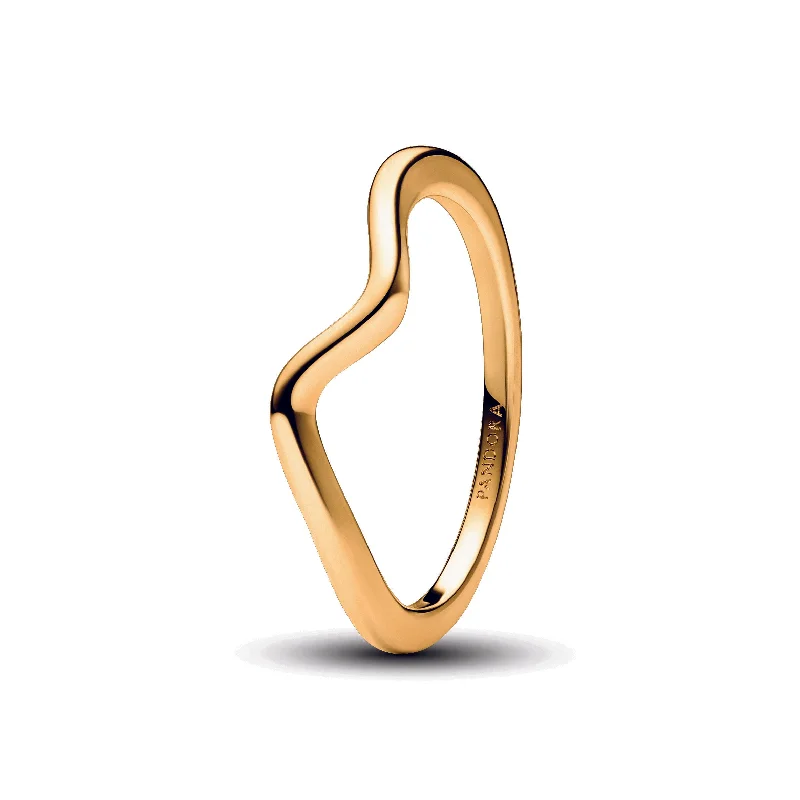 Ladies Sharp Edge Rings -Ladies Rings with Lock Shine-Polished Wave Ring 163095C00