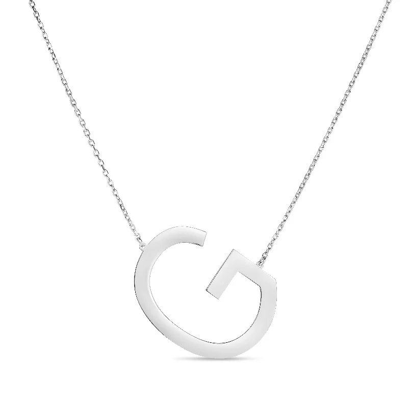 Ladies Necklaces with Clear Natrolite-Ladies Tropical Vibe Necklaces -Silver G Letter Necklace