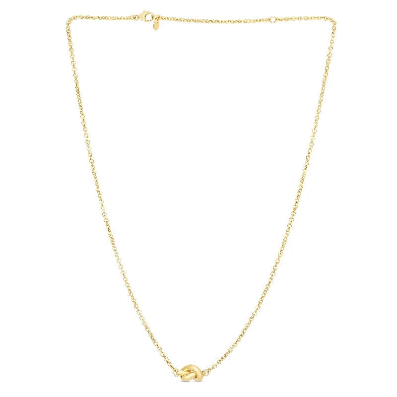 Ladies Necklaces with Locket Spark-Ladies Mother’s Day Necklaces -14K Gold Polished Puffed Love Knot Necklace