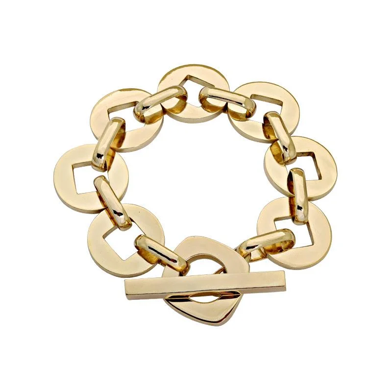 Ladies Bracelets with Pure Okenite-Ladies Fun Twist Bracelets -Toggle Bracelet - Gold  (2156B)