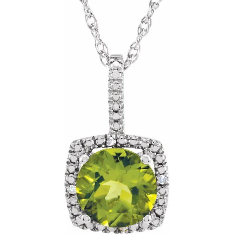 Ladies Necklaces Crafted Glow-Ladies Butterfly Charm Necklaces -Sterling Silver 7 mm Natural Peridot & .015 CTW Natural Diamond 18" Necklace