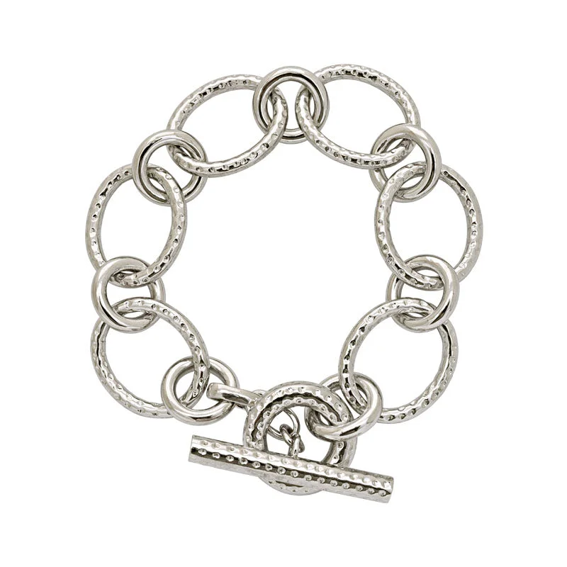 Ladies Bracelets with Square Shine-Ladies Motherly Gift Bracelets -Toggle Bracelet- Sterling Silver